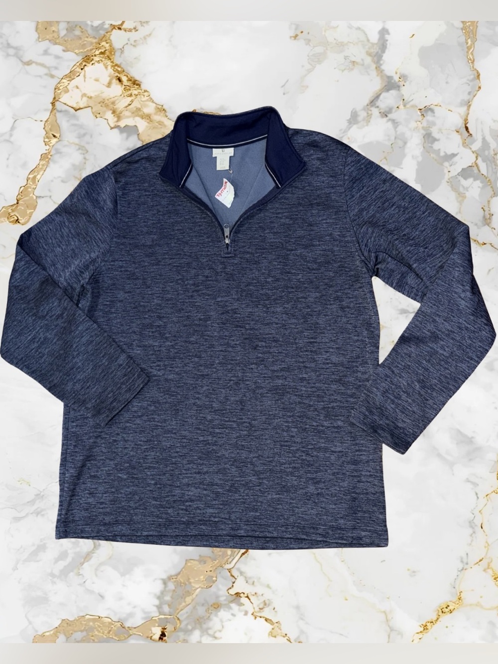 Rorie Whelan Navy Heathered Quarter-Zip Pullover